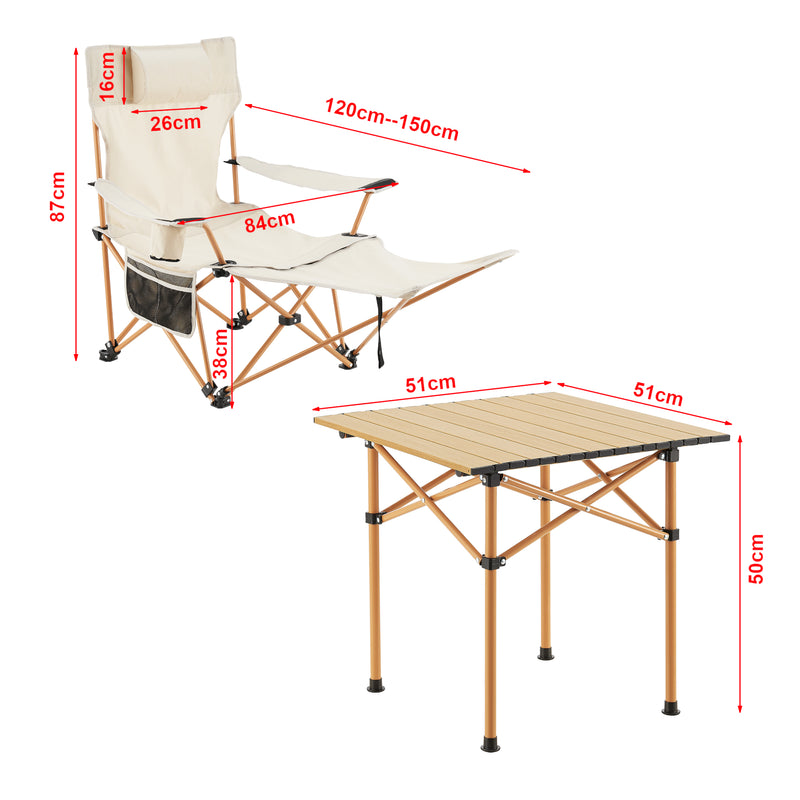 Croquis coté Set de table et 2 chaises pliantes Bellante casa.pro