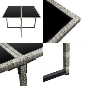 Salon de Jardin de 9 Pièces Cieza Acier Polyrotin Polyester avec Coussins [en.casa]