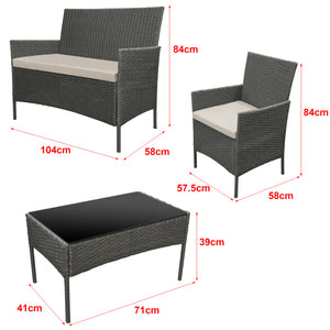Salon de Jardin Prazeres pour 4 Personnes Polyester Acier Polyrotin plusieurs couleurs [en.casa]
