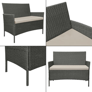 Salon de Jardin Prazeres pour 4 Personnes Polyester Acier Polyrotin plusieurs couleurs [en.casa]