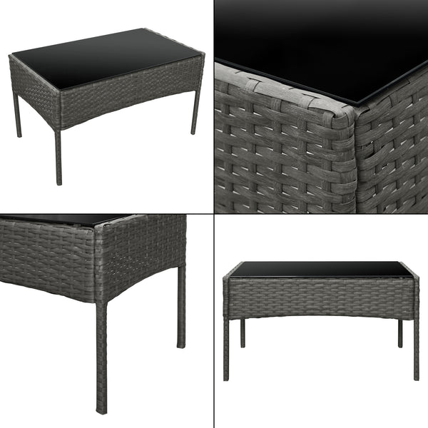 Salon de Jardin Prazeres pour 4 Personnes Polyester Acier Polyrotin plusieurs couleurs [en.casa]