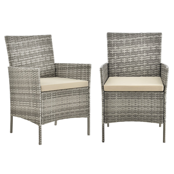 Salon de Jardin Prazeres pour 4 Personnes Polyester Acier Polyrotin plusieurs couleurs [en.casa]