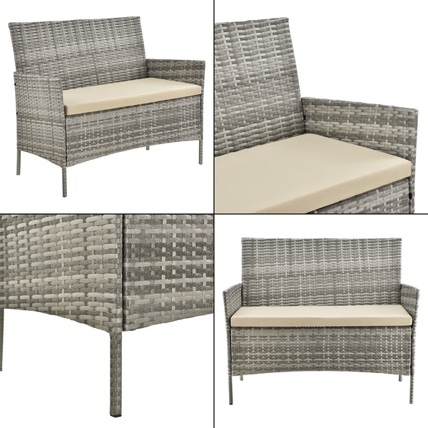 Salon de Jardin Prazeres pour 4 Personnes Polyester Acier Polyrotin plusieurs couleurs [en.casa]