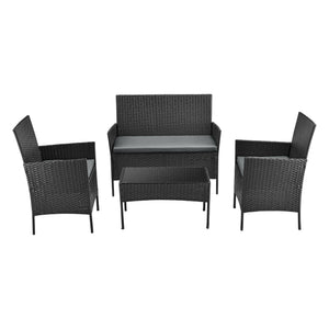 Salon de Jardin Prazeres pour 4 Personnes Polyester Acier Polyrotin plusieurs couleurs [en.casa]