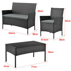 Salon de Jardin Prazeres pour 4 Personnes Polyester Acier Polyrotin plusieurs couleurs [en.casa]