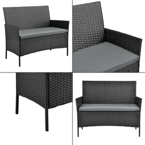 Salon de Jardin Prazeres pour 4 Personnes Polyester Acier Polyrotin plusieurs couleurs [en.casa]