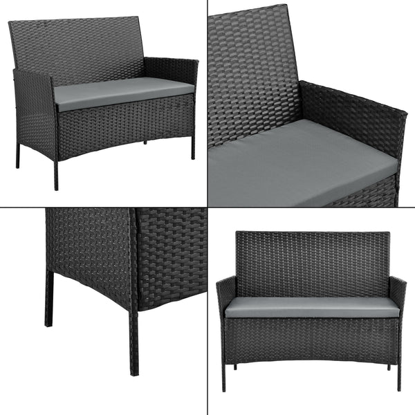 Salon de Jardin Prazeres pour 4 Personnes Polyester Acier Polyrotin plusieurs couleurs [en.casa]