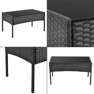Salon de Jardin Prazeres pour 4 Personnes Polyester Acier Polyrotin plusieurs couleurs [en.casa]