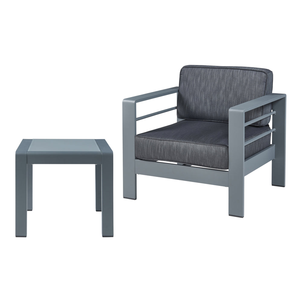 Tuinset Avise 2-delig tuintafel met fauteuil antraciet en donkergrijs casa.pro