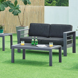 Tuinset Avise 2-delig tuintafel met tuinbank antraciet en donkergrijs casa.pro