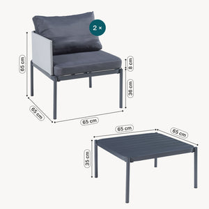Ensemble de meubles de jardin 3 pièces Accettura gris casa.pro