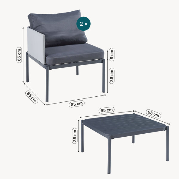 Ensemble de meubles de jardin 3 pièces Accettura gris casa.pro
