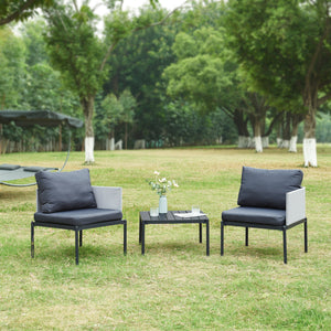 Salon de jardin Accettura 3 pièces aluminium gris [casa.pro] - premiumXL