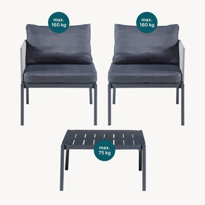 Ensemble de meubles de jardin 3 pièces Accettura gris casa.pro