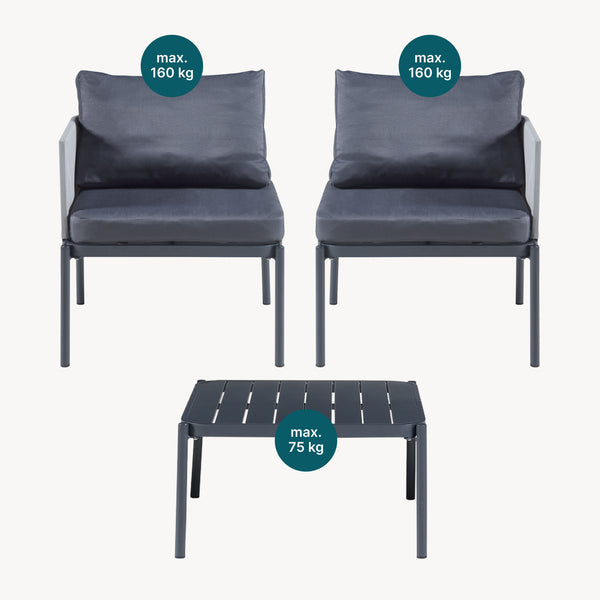 Ensemble de meubles de jardin 3 pièces Accettura gris casa.pro