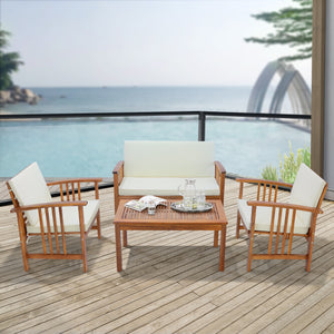 Salon de jardin Brissogne 4 pièces bois d’acacia certifié FSC® [en.casa] - premiumXL