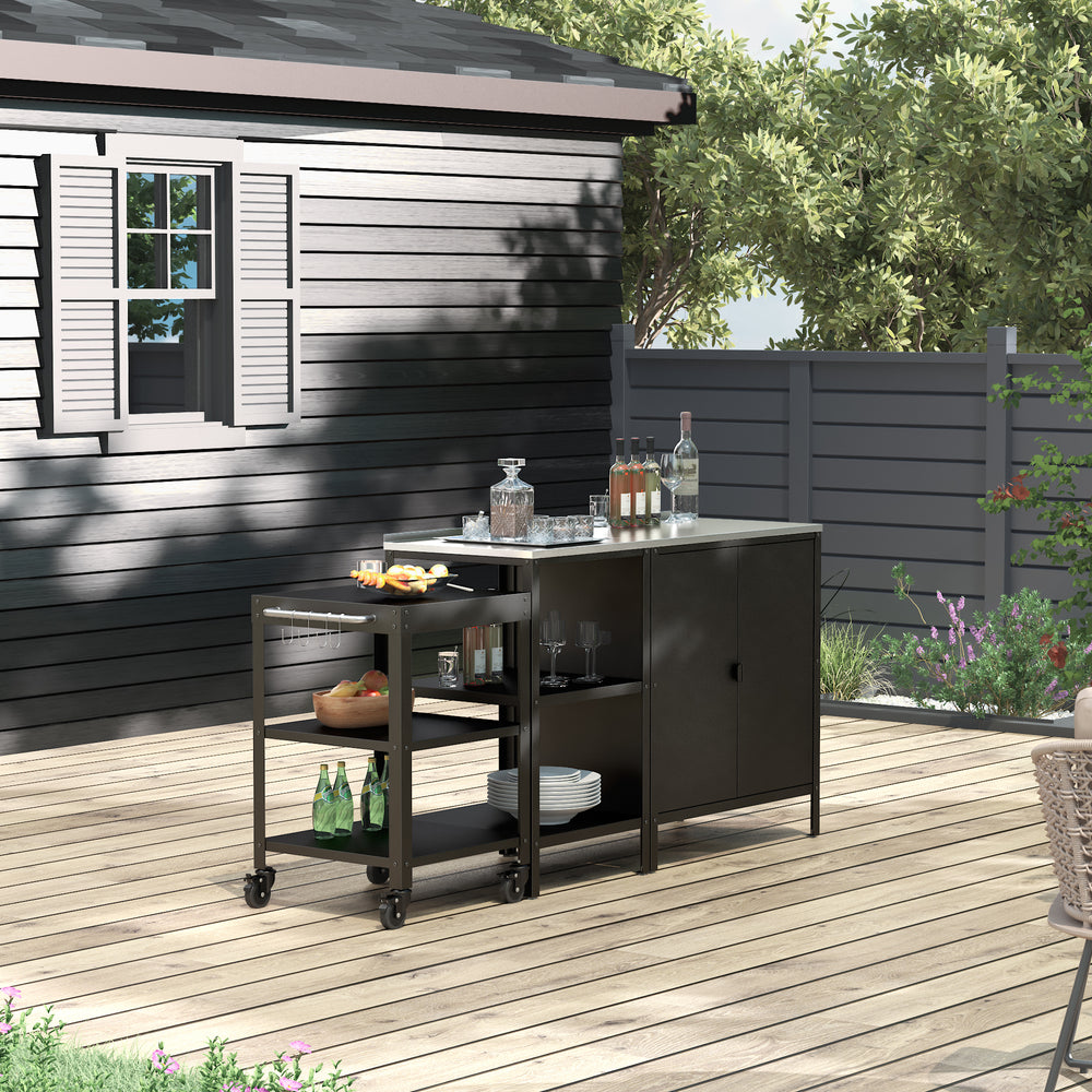 Outdoorset Bolognano Standregal Kast en Serveerwagen Zwart, mat [casa.pro] - premiumXL