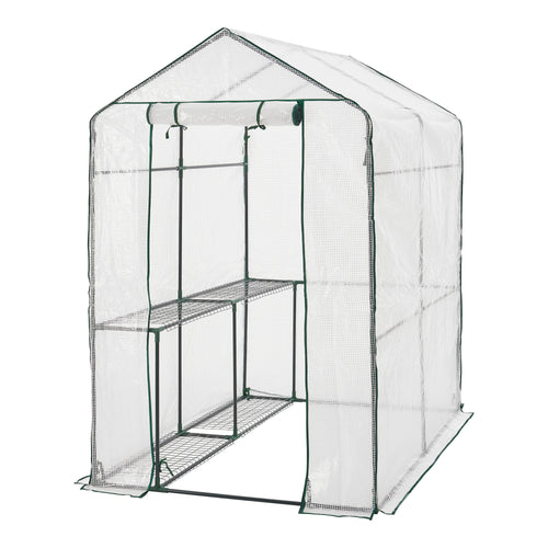 Gewächshaus Oosterhout met legplanken 120x186x190cm Transparant [en.casa] - premiumXL
