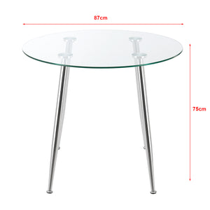 Table de salle à manger ronde Humppila Verre Trempé Acier [en.casa]