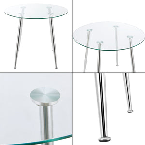 Table de salle à manger ronde Humppila Verre Trempé Acier [en.casa]