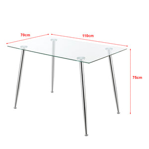 Table de salle à manger Hyrynsalmi verre trempé acier 75 x 110 x 70 cm [en.casa]