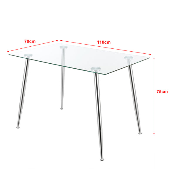 Table de salle à manger Hyrynsalmi verre trempé acier 75 x 110 x 70 cm [en.casa]