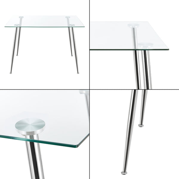 Table de salle à manger Hyrynsalmi verre trempé acier 75 x 110 x 70 cm [en.casa]