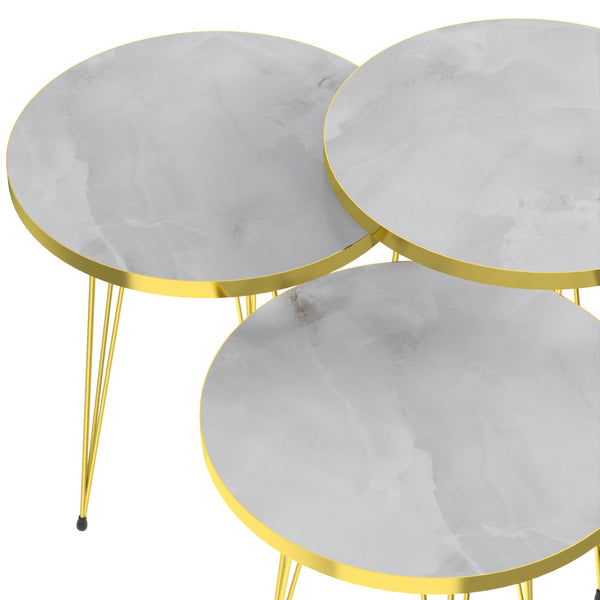 Set de 3 tables d'appoint Skibby rondes gigognes [en.casa]
