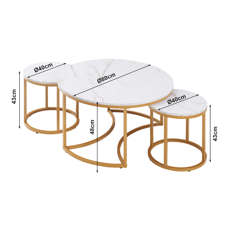 Croquis coté Set de 2 tables basses gigognes Christchurch [en.casa]