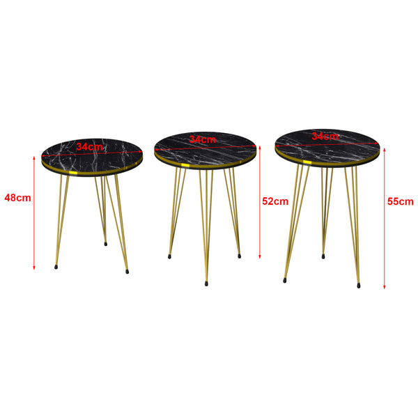 [en.casa] Bijzettafel Ry set van 3 rond - 6 varianten