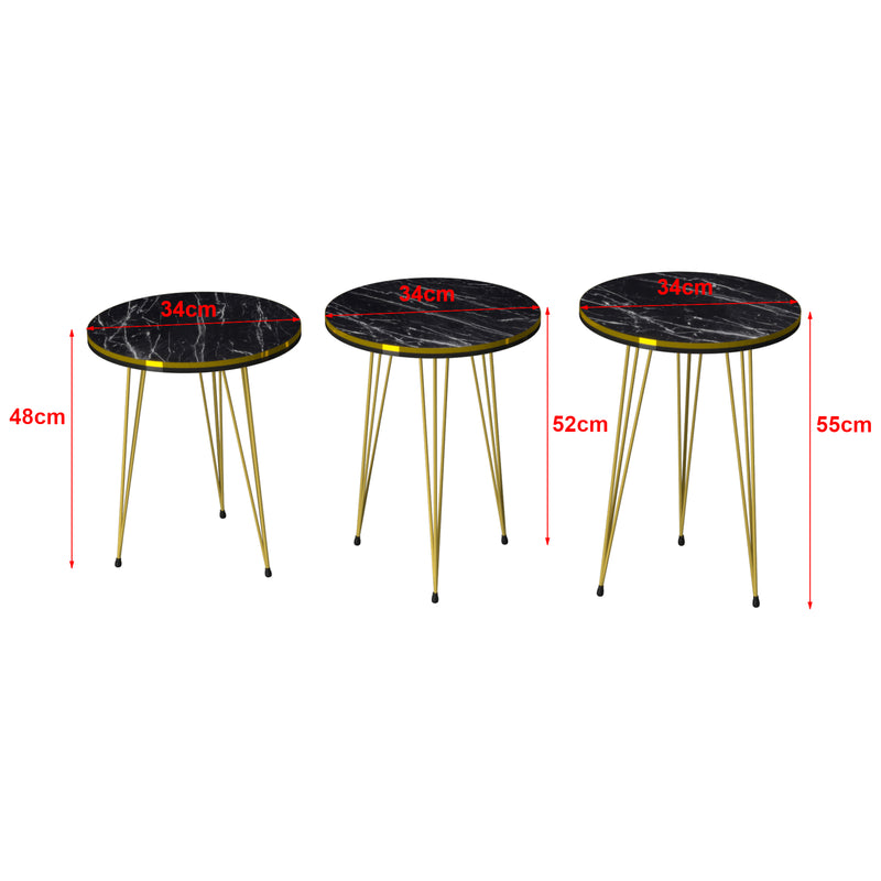 Maatschets [en.casa] Bijzettafel Ry set van 3 rond - 6 varianten