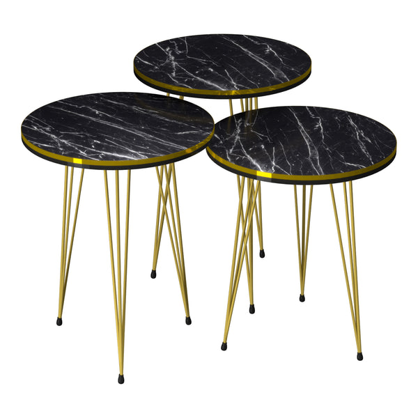 [en.casa] Bijzettafel Ry set van 3 rond - 6 varianten