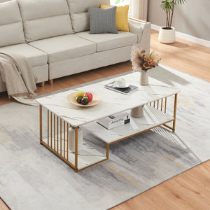 Salontafel Klibro rechthoekig tafelblad met 2 legplanken 120x60x42 cm [en.casa]