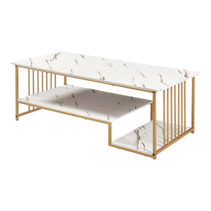 Salontafel Klibro rechthoekig tafelblad met 2 legplanken 120x60x42 cm [en.casa]