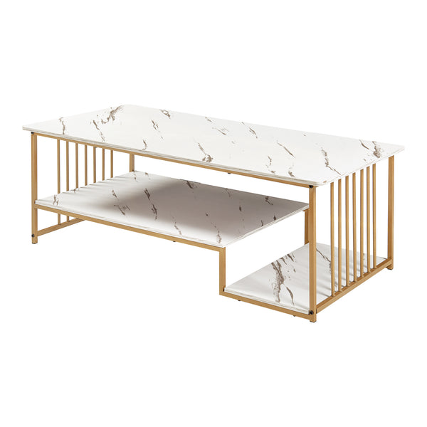 Salontafel Klibro rechthoekig tafelblad met 2 legplanken 120x60x42 cm [en.casa]