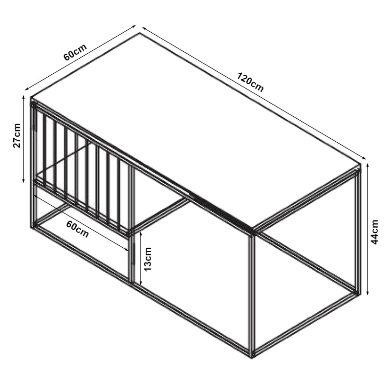 Maatschets Salontafel Raukurg met opbergvak MDF 120x60x44 cm [en.casa]
