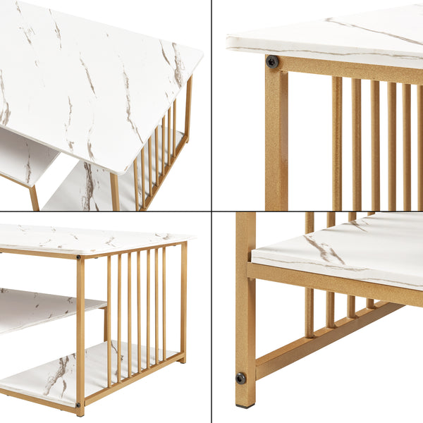 Salontafel Klibro rechthoekig tafelblad met 2 legplanken 120x60x42 cm [en.casa]