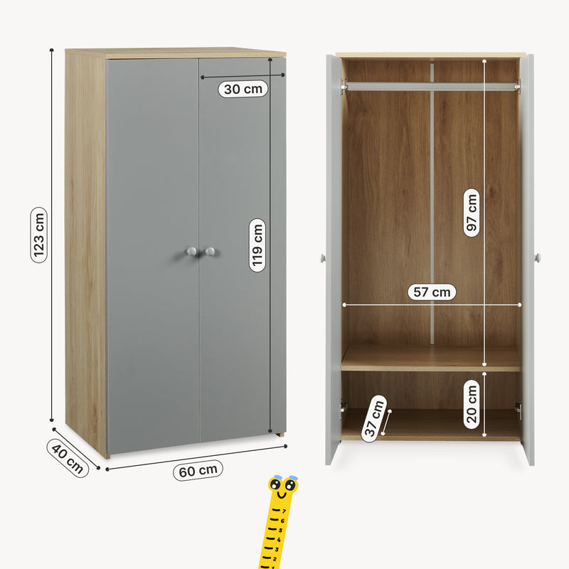 Croquis coté Armoire enfant Beldinupp 123 x 60 x 40 cm [en.casa]