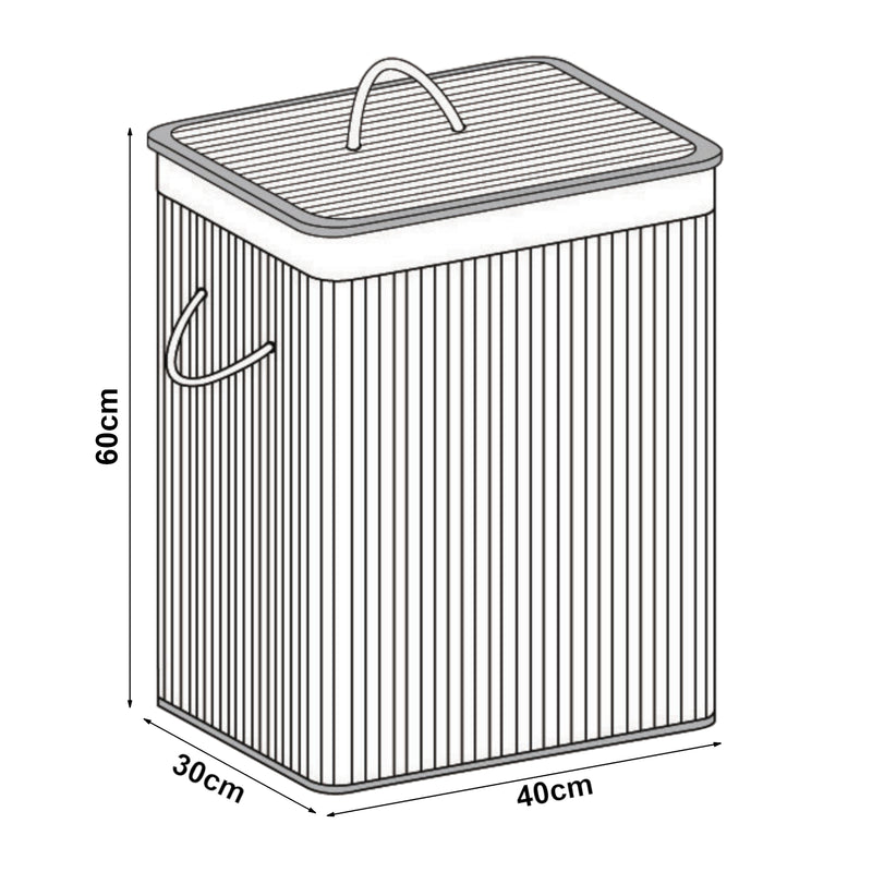 Croquis coté Panier à linge Salla en bambou [en.casa]