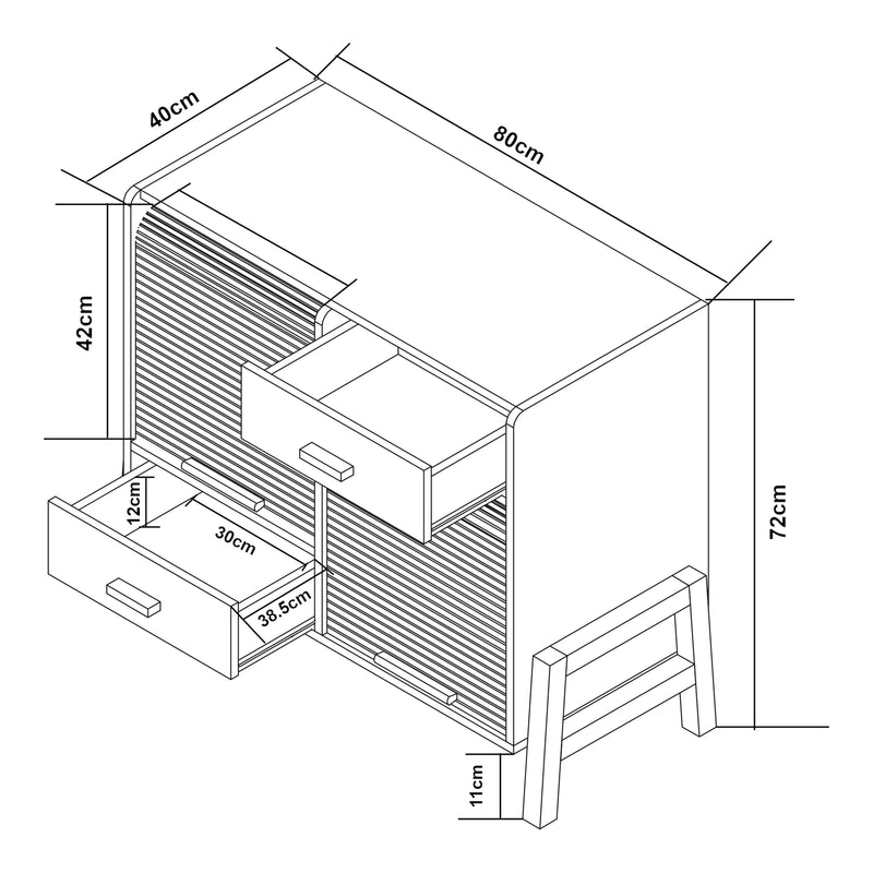 Maatschets Dressoir Kvaefjord kast met jaloeziedeuren en lades wit grijs en naturel [en.casa]