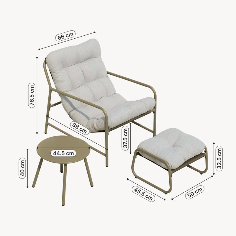 Maatschets Tuinmeubelset Trerdfjoa 3-delig tuinset [en.casa]