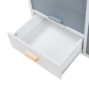 Dressoir Kvaefjord kast met jaloeziedeuren en lades wit grijs en naturel [en.casa]