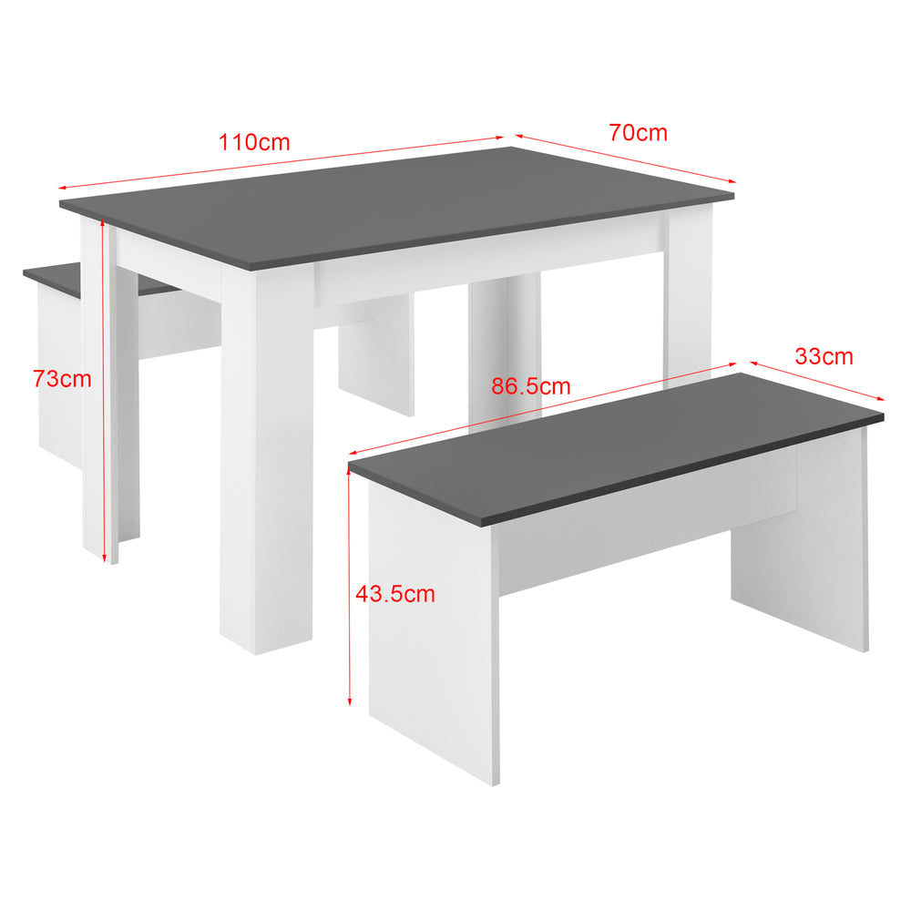 Tafel- en bankenset 110x70 cm in verschillende kleuren en.casa - premiumXL
