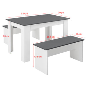 Eethoek set tafel 110x70x73 en banken 86,5x33x43,5 cm - 4 kleuren