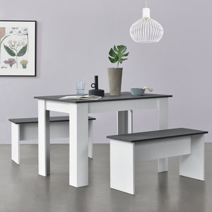 Eethoek set tafel 110x70x73 en banken 86,5x33x43,5 cm - 4 kleuren
