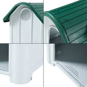 Hondenhok Bello kunststof hondenhuis weerbestendig wit en grijs [en.casa]