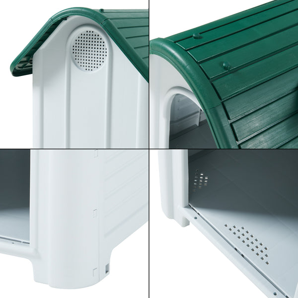 Hondenhok Bello kunststof hondenhuis weerbestendig wit en grijs [en.casa]