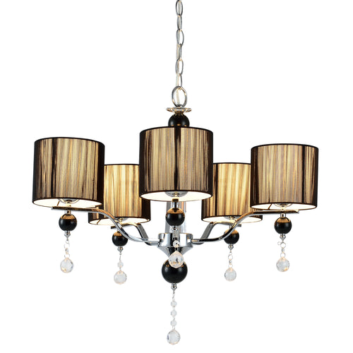 Kroonluchter 5-armig Heraklion 5xE14 chroom en zwart