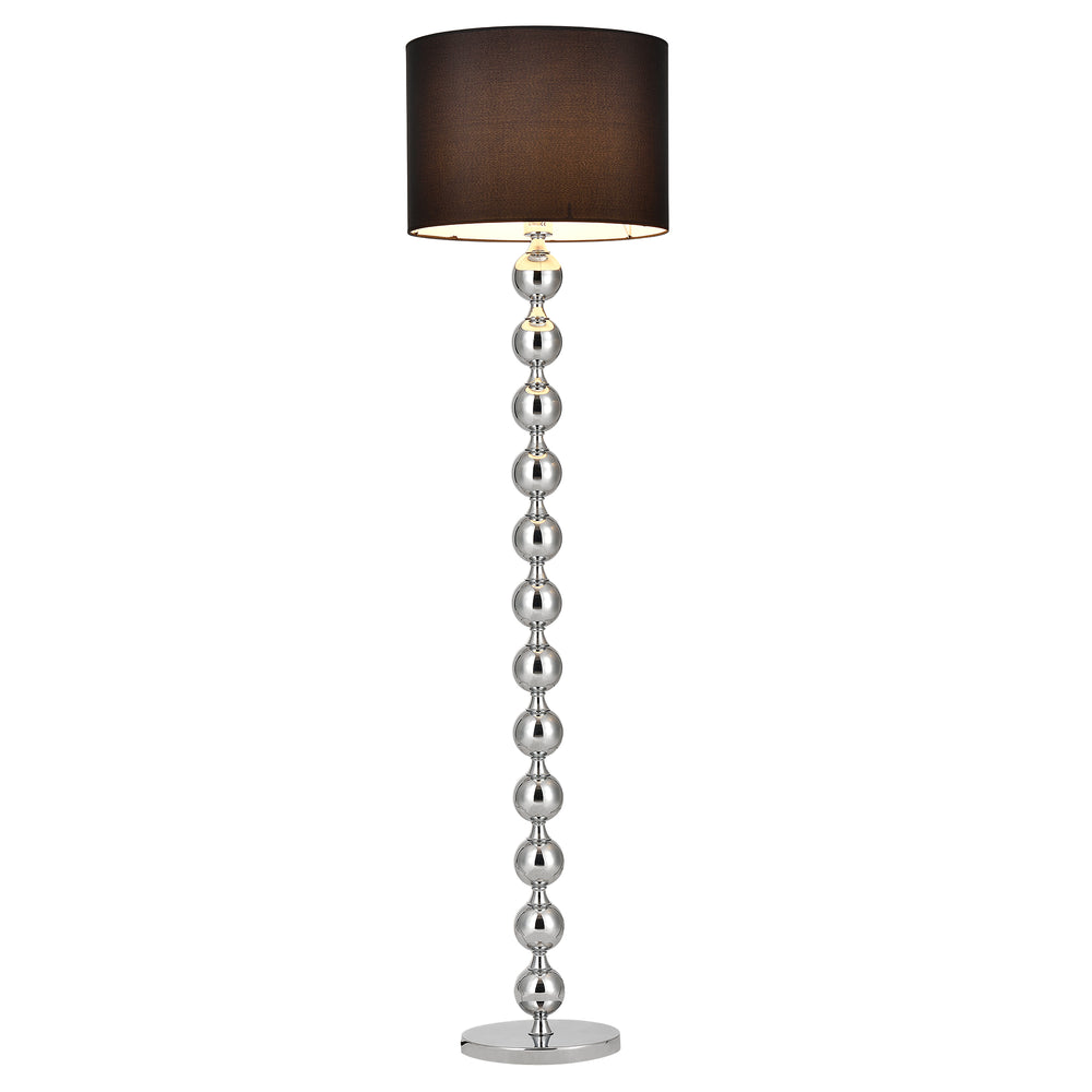 Vloerlamp Dallas staande lamp 155 cm E27 chroom en zwart