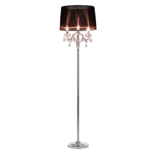 Staande lamp Edele met kristallen 165 cm 3xE14 zwart chroom